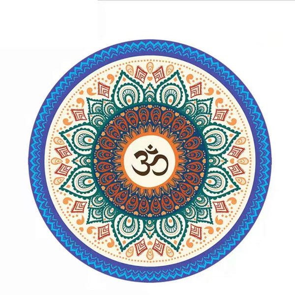 Round Yoga Mat Rubber Non Slip Thick Wide Meditation Floor Mats & Non Slip Towels