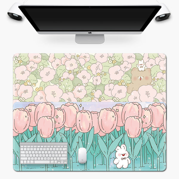 Floral Large Mousepad Desk Pad Office Rubber Mouse Pads & Wrist Rests