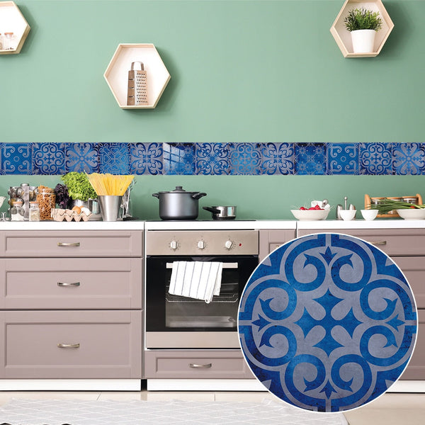 10Pcs/Set Dream Blue Peel And Stick Tile Sticker Kitchen Backsplash Wall Decals Wall Stickers
