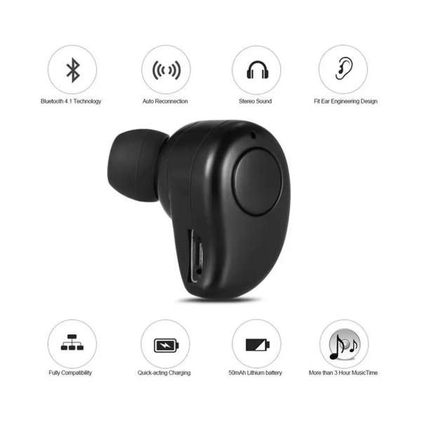 S530 Plus Invisible Bt 4.1 Headphones Ear Stereo Music Headsets Hands Free W / Microphone Earphone Black For Exercise Business Use