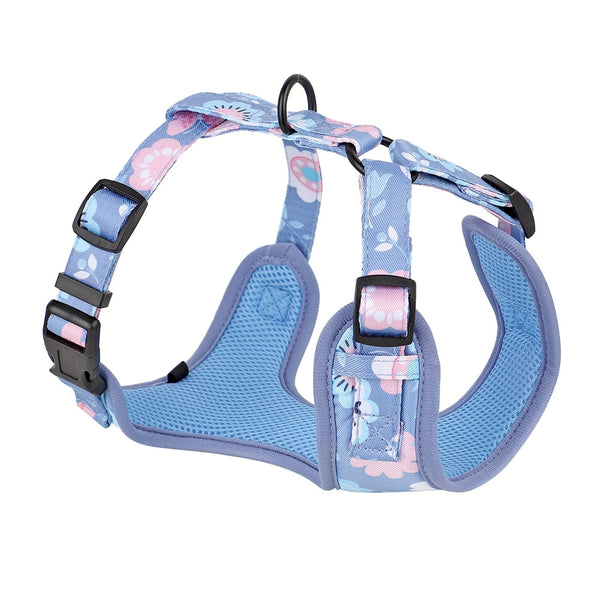 Flower Printed Dog Collar Floral Harness Leash Set For Small To Large Dogs Harnesses