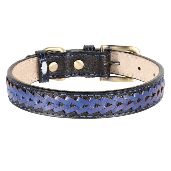 Braided Leather Buckle Puppy Dog Collar Pet Accessories Dog Collars