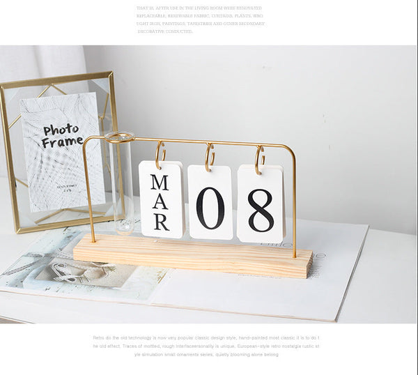 Glass Vase Flipping Calendar Home Office Desktop Organizer Calendars (Current)