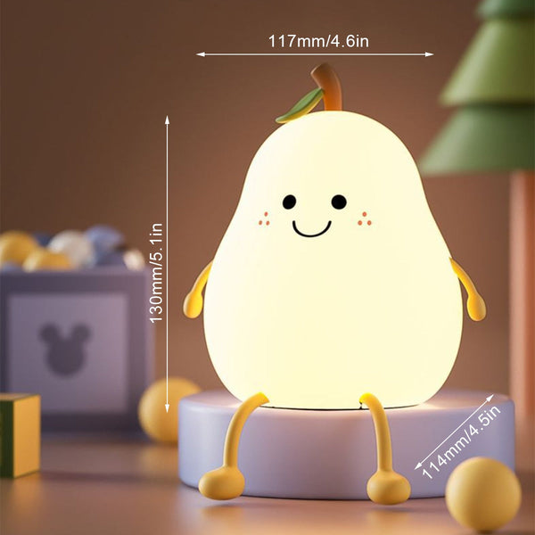 Led Pear Fruit Cat Silicone Rechargeable Dimming Night Light