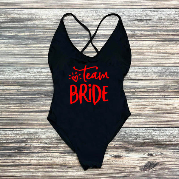 Bride Swimsuits Woman 2023 One Piece Team Love Swimwear Women Bathing Suit Bachelor Party Swimming Bikinis