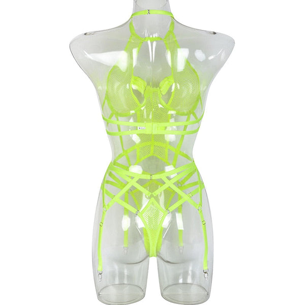 Mesh  Strappy Bandage Bodysuit Women Lingerie Colour Black Royal Blue White Bodysuits