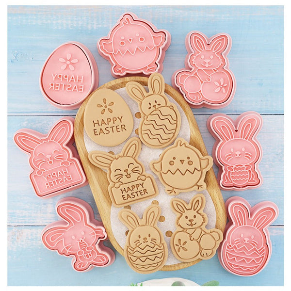 8Pcs 3D Easter Bunny Rabbit Eggs Baking Tools Cookie Cutters