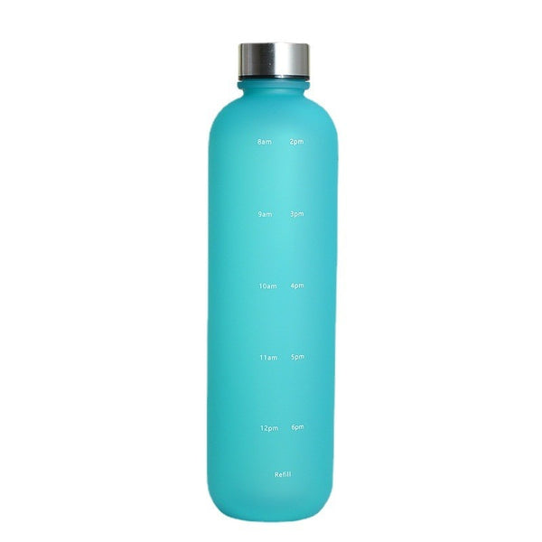 1 Liter Water Bottle Time Marker Bpa Free Frosted Drinkbottles Stainless Steel Lid Water Bottles & Vacuum Flasks