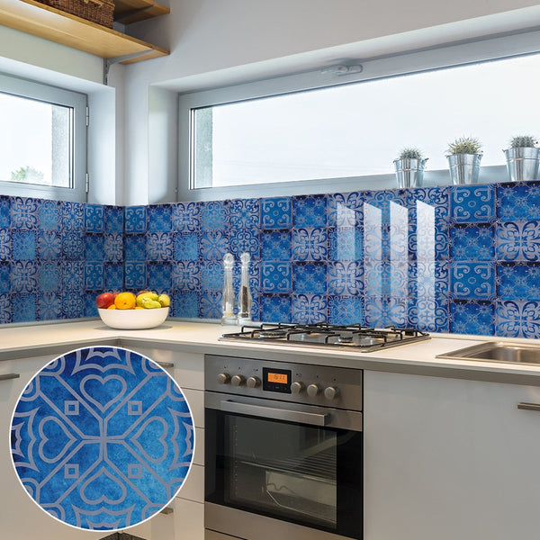 10Pcs/Set Dream Blue Peel And Stick Tile Sticker Kitchen Backsplash Wall Decals Wall Stickers