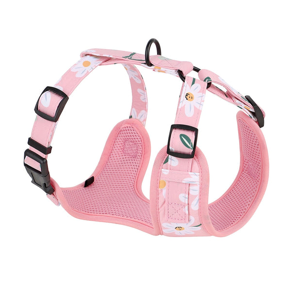 Flower Printed Dog Collar Floral Harness Leash Set For Small To Large Dogs Harnesses