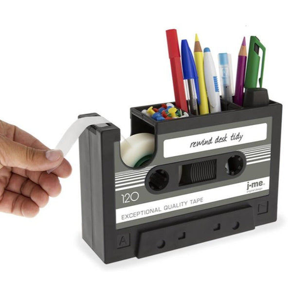 Multifunctional Tape Dispenser Pen Holder Retro Cassette Desk Organiser Packing Tape Dispensers