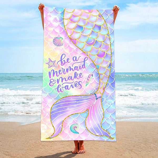 Microfibre Pastel Mermaid Beach Towel Towels & Flannels