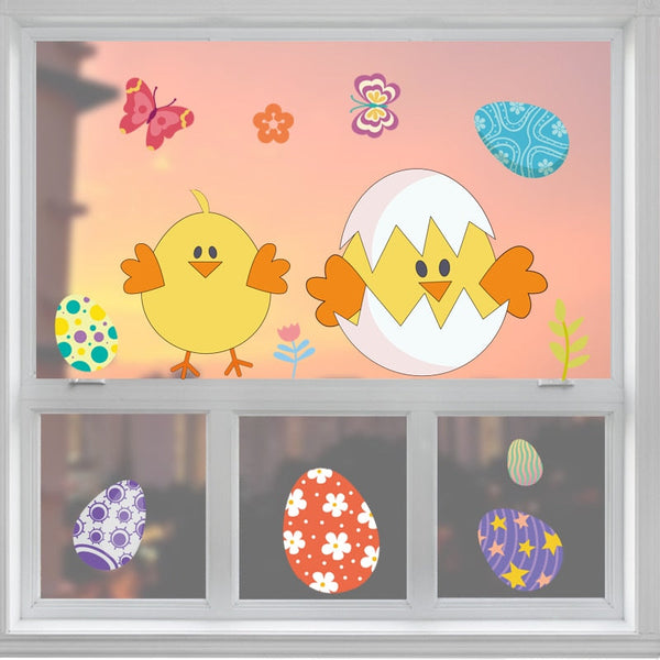 Cute Happy Easter Rabbit Chick Bunny Stickers Wall Decals Wall Stickers