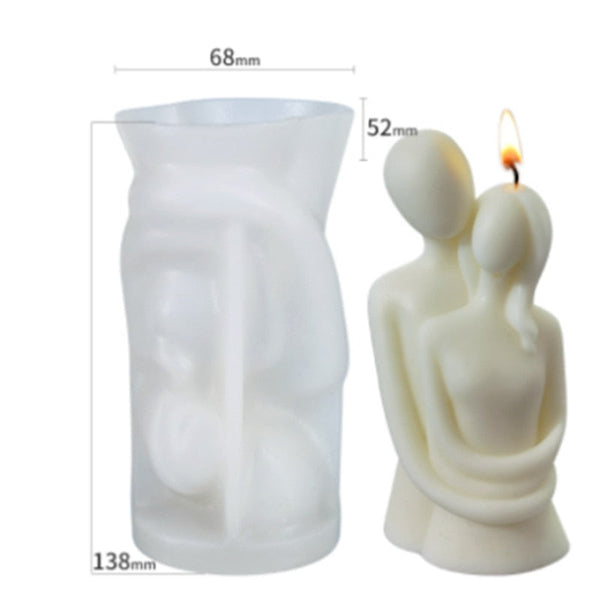 3D Abstract Romantic Couple Portrait Lovers Silicone Candle Mold Carving Soap Moulds