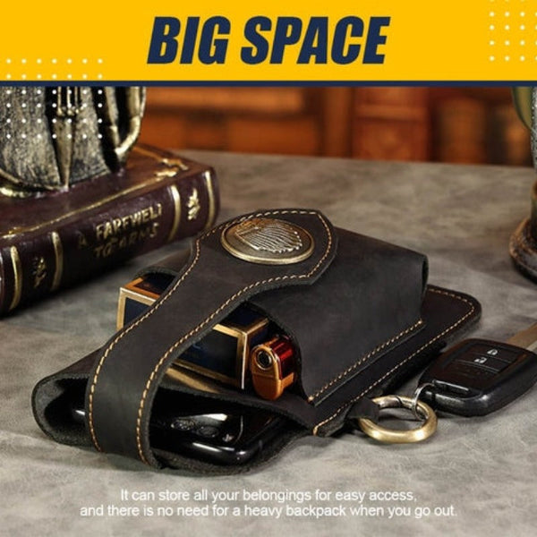 Multifunctional Leather Waist Belt Bag Phone Holder Men Mounts & Holders