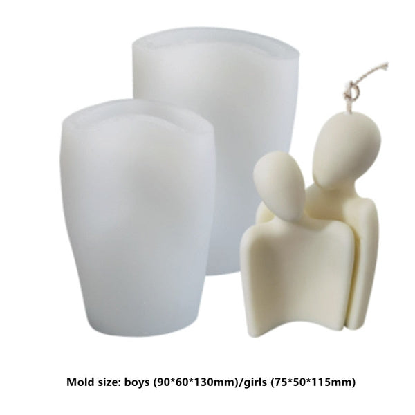 3D Abstract Romantic Couple Portrait Lovers Silicone Candle Mold Carving Soap Moulds