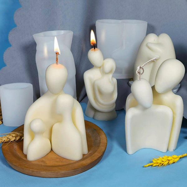 3D Abstract Romantic Couple Portrait Lovers Silicone Candle Mold Carving Soap Moulds