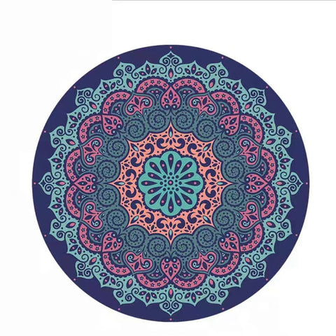 Round Yoga Mat Rubber Non Slip Thick Wide Meditation Floor Mats & Non Slip Towels