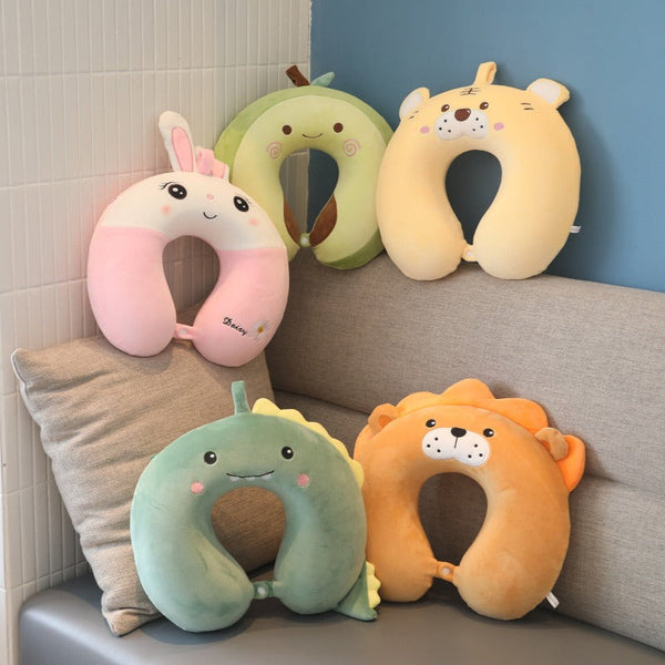 Animal Pattern Memory Cotton U Shaped Travel Pillow Car Neck Noon Rest Pillows