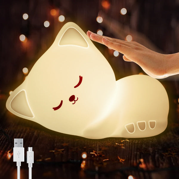 Led Pear Fruit Cat Silicone Rechargeable Dimming Night Light Night Lights