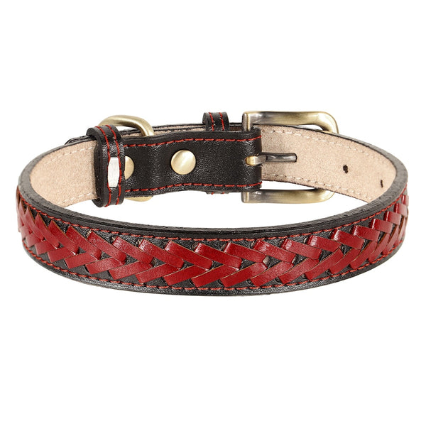Braided Leather Buckle Puppy Dog Collar Pet Accessories Dog Collars