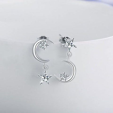 S925 Asymmetrical Stud Earrings Jewelry Women's Silver