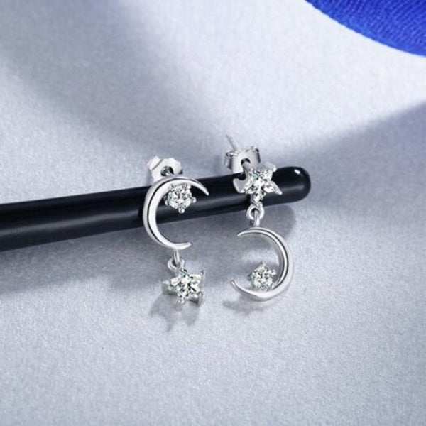 S925 Asymmetrical Stud Earrings Jewelry Women's Silver