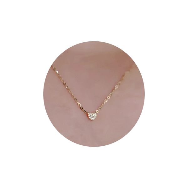 S925 Pure Silver Plated With 14K Gold Mini Heart Necklace Womens Diamond Studded Necklaces & Pendants