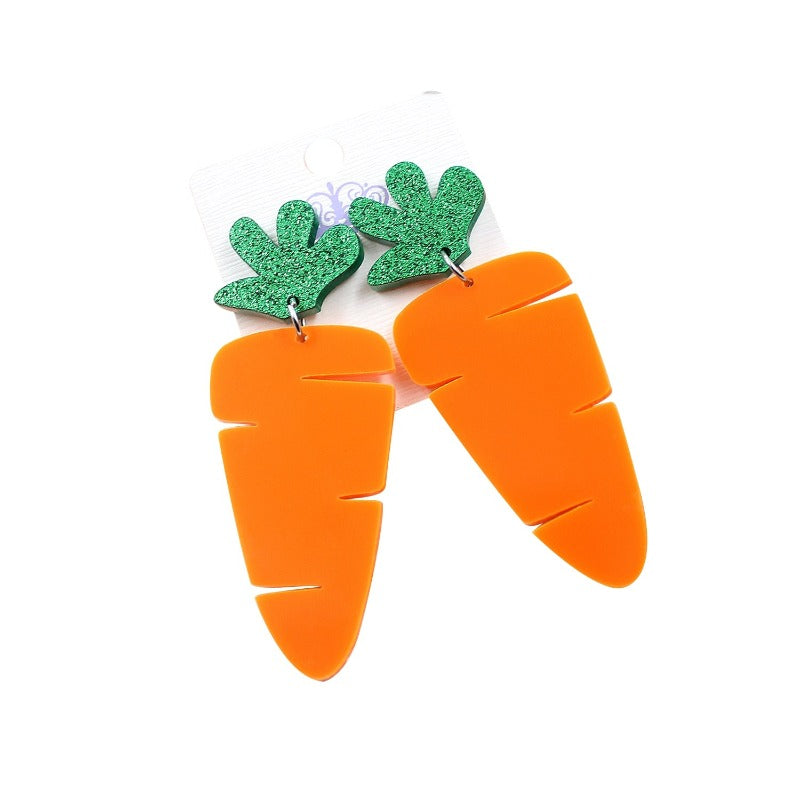 Veile Studios Acrylic Carrot Dangle Easter Jewellery Earrings