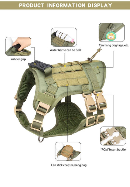 Pet Accessories Dog Harness Tactical Vest Outdoor Training Walking Harnesses