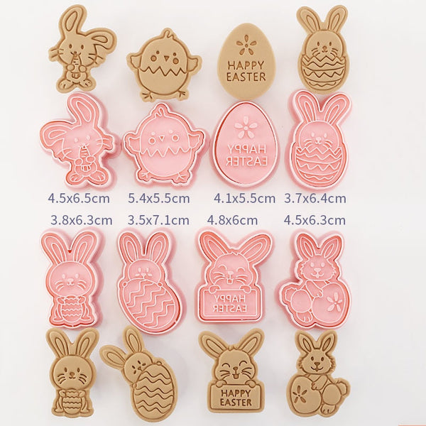 8Pcs 3D Easter Bunny Rabbit Eggs Baking Tools Cookie Cutters