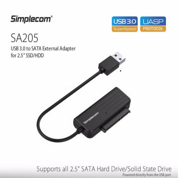Simplecom Sa205 Compact Usb 3.0 To Sata Adapter Cable Converter For 2.5" Ssd/Hdd Other Drives Storage & Media