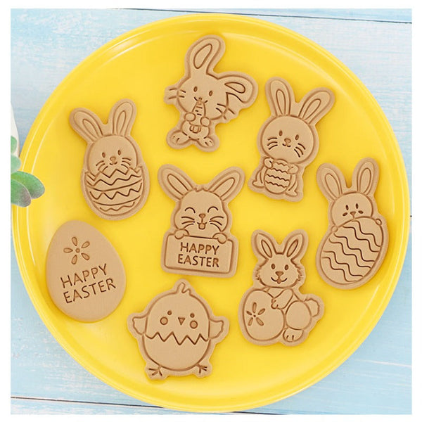 8Pcs 3D Easter Bunny Rabbit Eggs Baking Tools Cookie Cutters