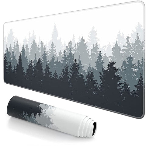 Extra Large Grey Forest Trees Rubber Gaming Mouse Pad Desk Mat