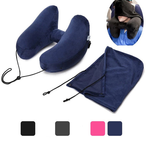 H Shape Inflatable Travel Pillow Folding Lightweight Nap Neck Car Seat Office Airplane Sleeping Cushion