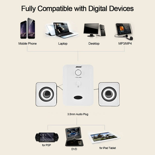 Sada D 201 Usb Wired Combination Speakers Computer Bass Stereo Music Player Subwoofer Sound Box For Desktop Laptop Notebook Tablet Pc Smart Phone Comp
