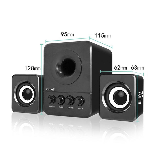 Sada D 203 Usb Wired Combination Speaker Computer Bass Stereo Music Player Subwoofer Sound Box For Desktop Laptop Notebook Tablet Pc Smart Phone
