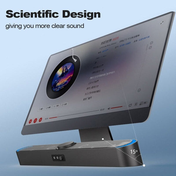 Sada V 198 Usb Powered Sound Bar With Led Lights 3.5Mm Audio Mic Plug Wired Soundbar For Pc Cellphone Tablets Desktop Laptop Computer Speakers