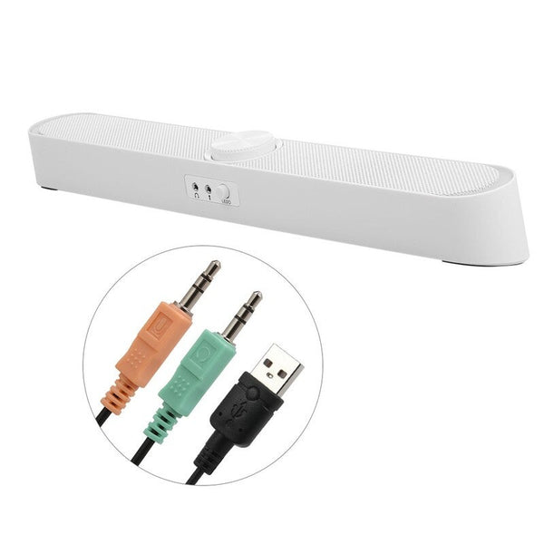 Sada V 198 Usb Powered Sound Bar With Led Lights 3.5Mm Audio Mic Plug Wired Soundbar For Pc Cellphone Tablets Desktop Laptop Computer Speakers
