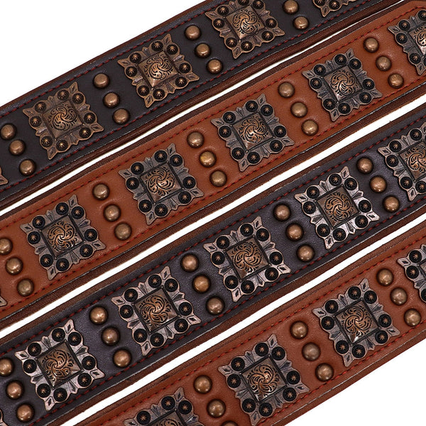 Stylish Adjustable Rivets Leather Large Dog Collars