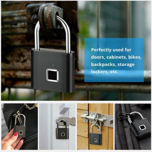 Safety Keyless Lock Usb Battery Door Fingerprint Smart Padlock Quick Unlock Silver Door Locks & Lock Mechanisms