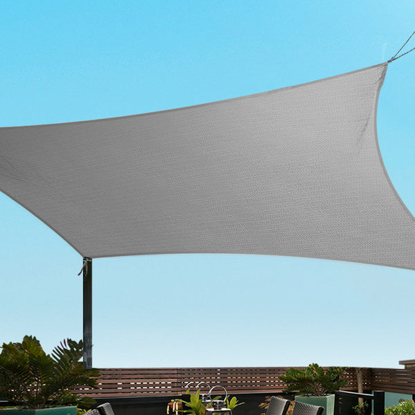 Instahut Sun Shade Sail Cloth Shadecloth Rectangle Canopy Grey 280Gsm 3X3m Shade Sails