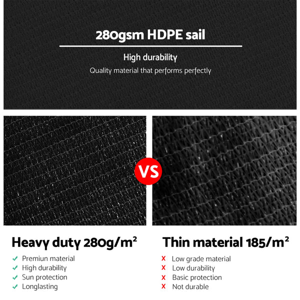 Instahut Sun Shade Sail Cloth Shadecloth Outdoor Canopy Triangle 280Gsm 5X5x5m Shade Sails