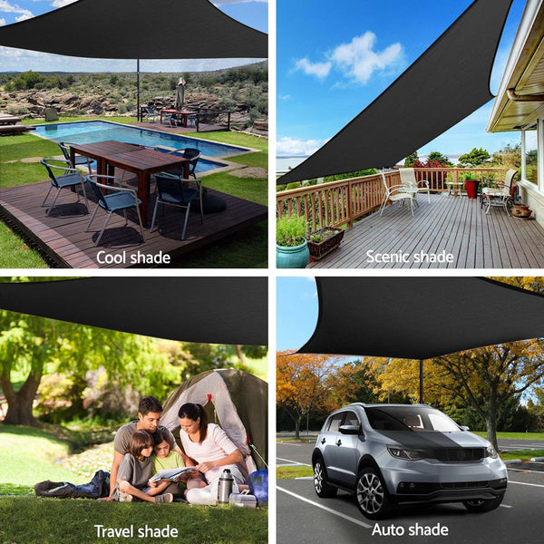 Instahut 4X6m Shade Sail Sun Shadecloth 280Gsm Black Shade Sails