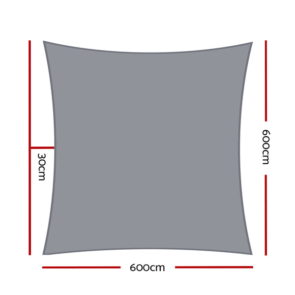 Instahut Sun Shade Sail Cloth Shadecloth Outdoor Canopy Square 280Gsm 6X6m Shade Sails