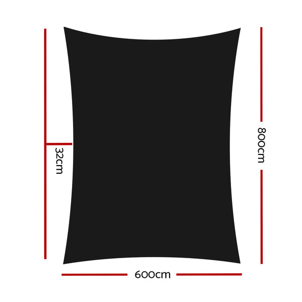 Instahut 6X8m Shade Sail Sun Shadecloth 280Gsm Black Shade Sails
