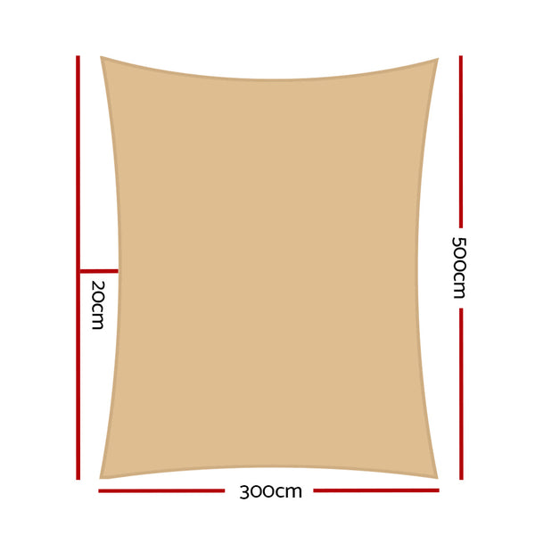 Instahut 3 X 5M Waterproof Rectangle Shade Sail Cloth Sand Beige Shade Sails