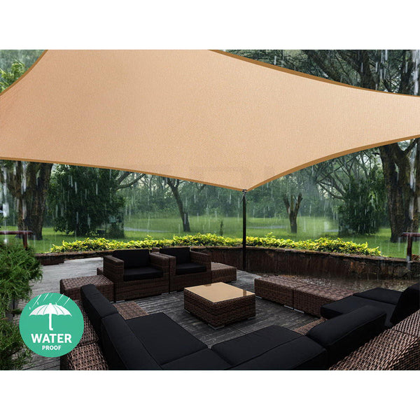 Instahut 3 X 5M Waterproof Rectangle Shade Sail Cloth Sand Beige Shade Sails