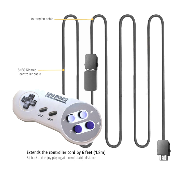 2Pack Classic Controller Snes Extension Cable 3M / 10 Ft Super Nes Power Cord For Nintendo Edition And Mini