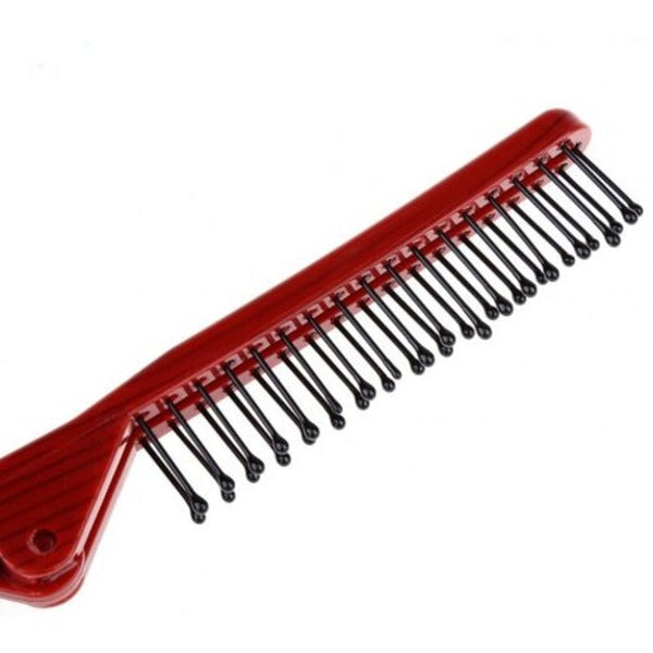 Salon Anti Static Combing Foldable Pocket Double Hair Brush Travel Essential Gold Brown Brushes & Combs